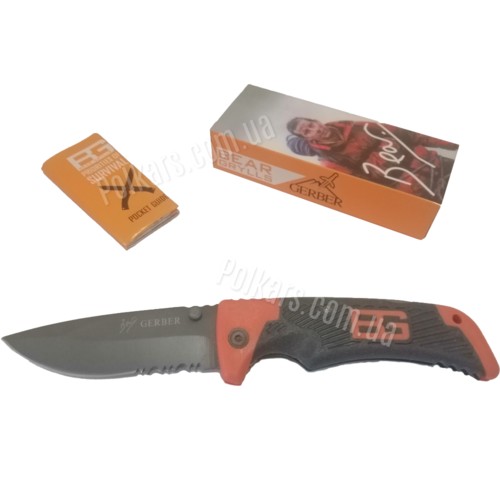 Нож туристический складной Gerber 85 мм с пилкой (orange) M