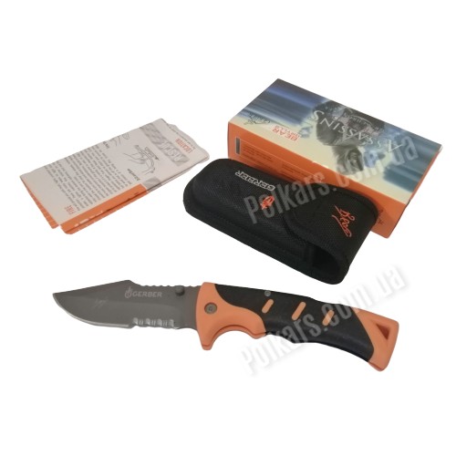 Нож туристический складной Gerber105 мм с пилкой на лезвии (orange) ХL